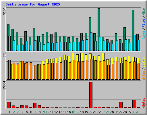 Daily usage for August 2025